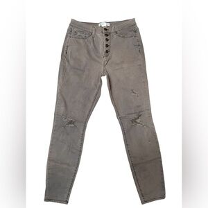 MUDD High Rise Olive Green Jean Distressed Jeggings, size 9